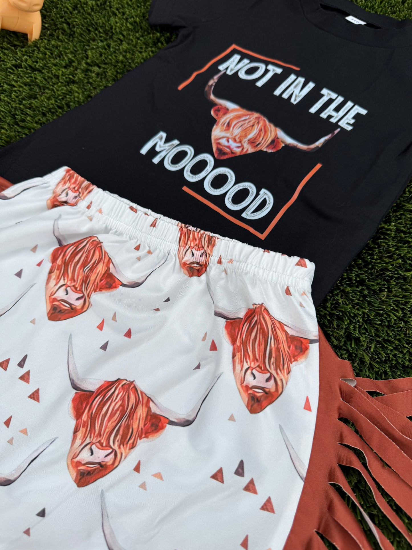 "Not in the Moood" T-shirt & Tassel Short w/ Headband