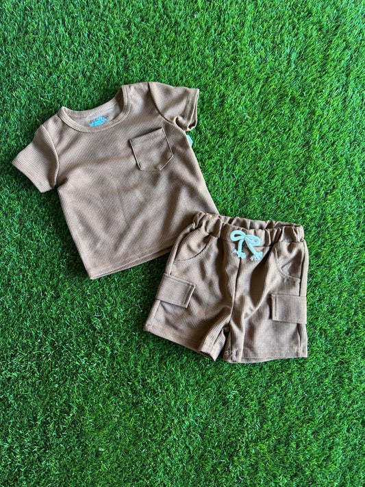 Boys Waffle Pocket T and Shorts