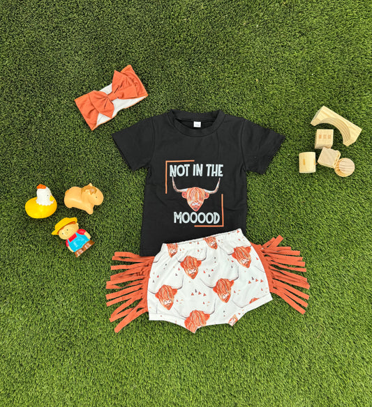 "Not in the Moood" T-shirt & Tassel Short w/ Headband