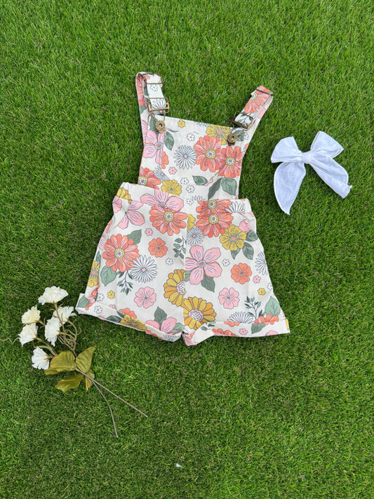 Floral Print Overall Shorts