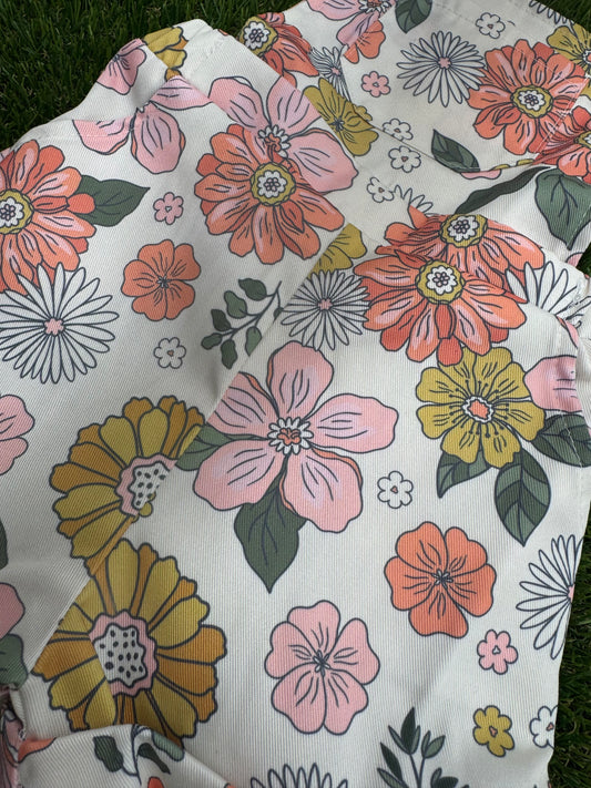 Floral Print Overall Shorts