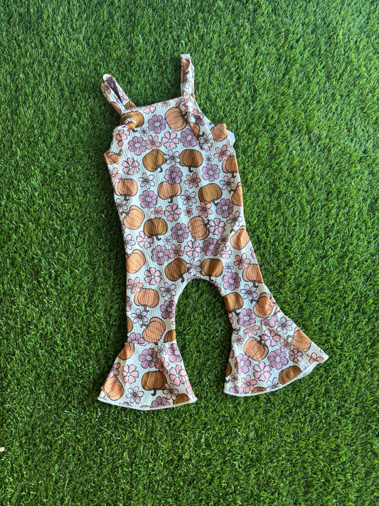 Pumpkins & Floral Bell Bottom Jumpsuit