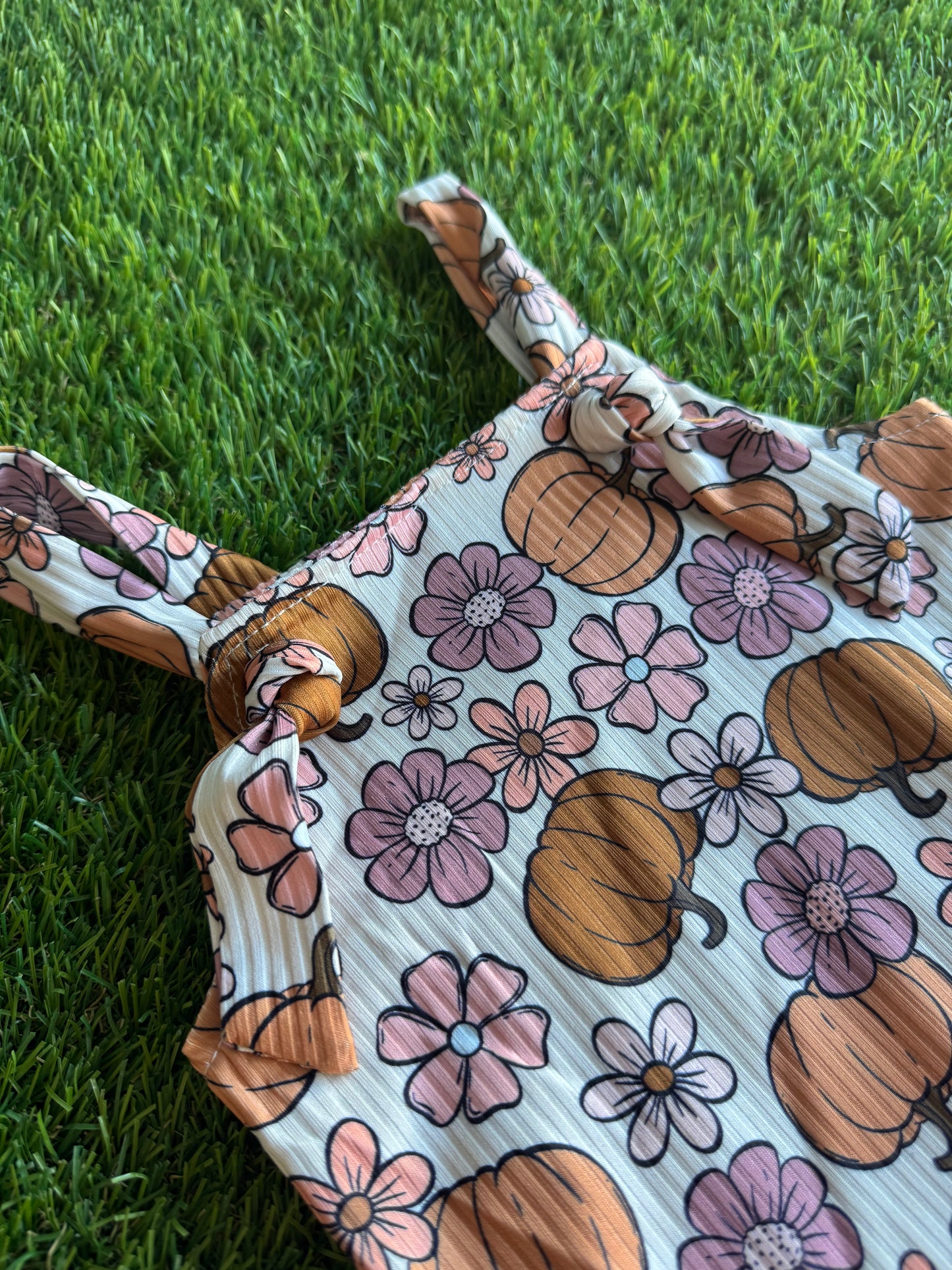 Pumpkins & Floral Bell Bottom Jumpsuit