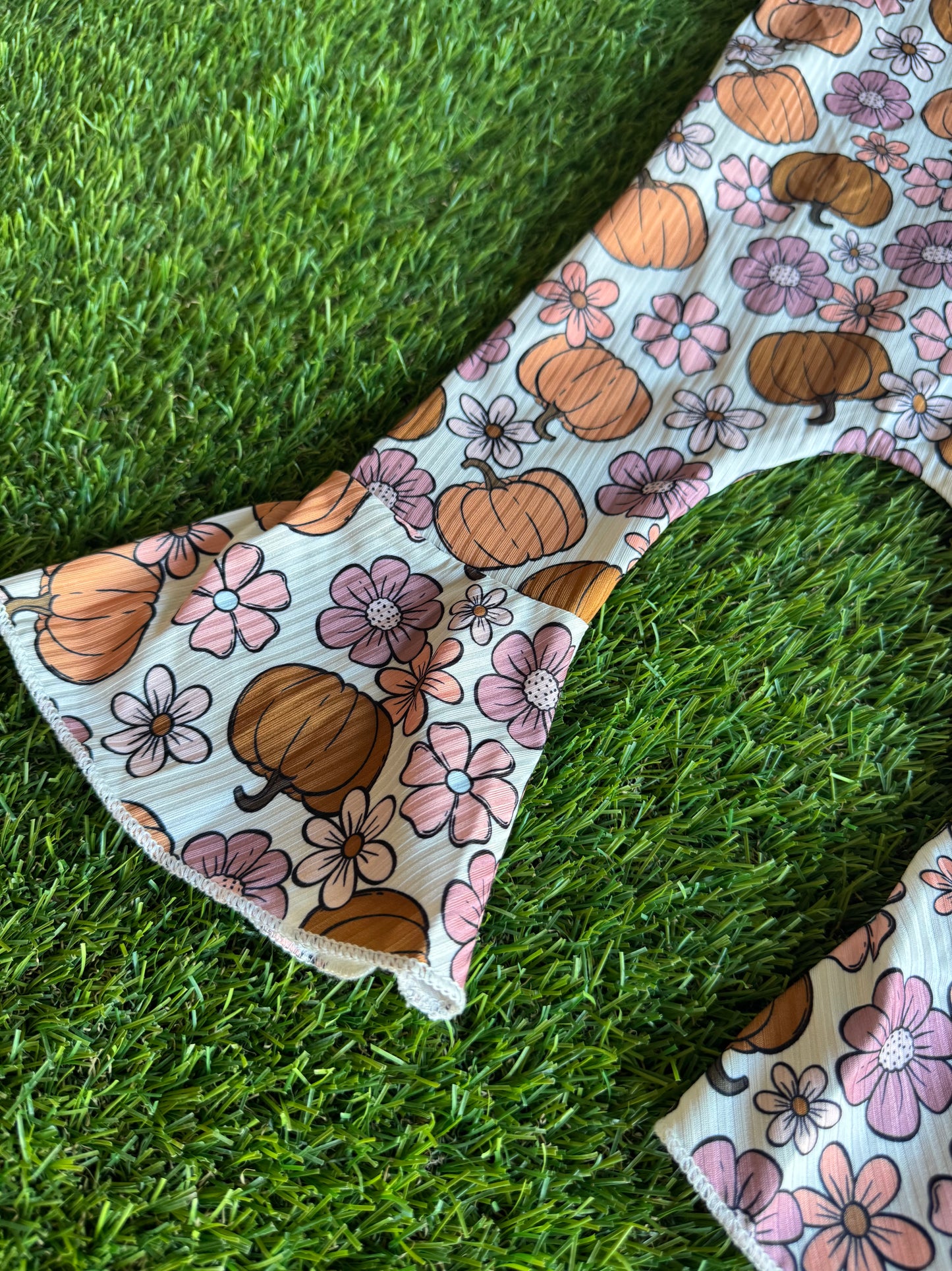 Pumpkins & Floral Bell Bottom Jumpsuit