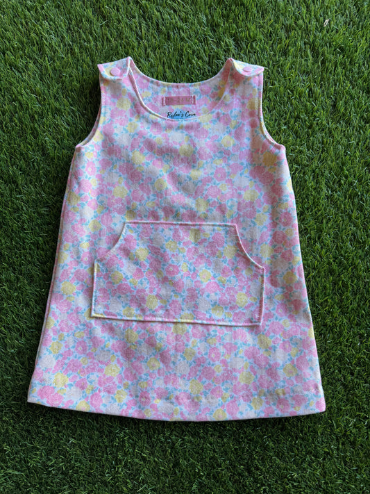 Floral Denim Pinafore Dress