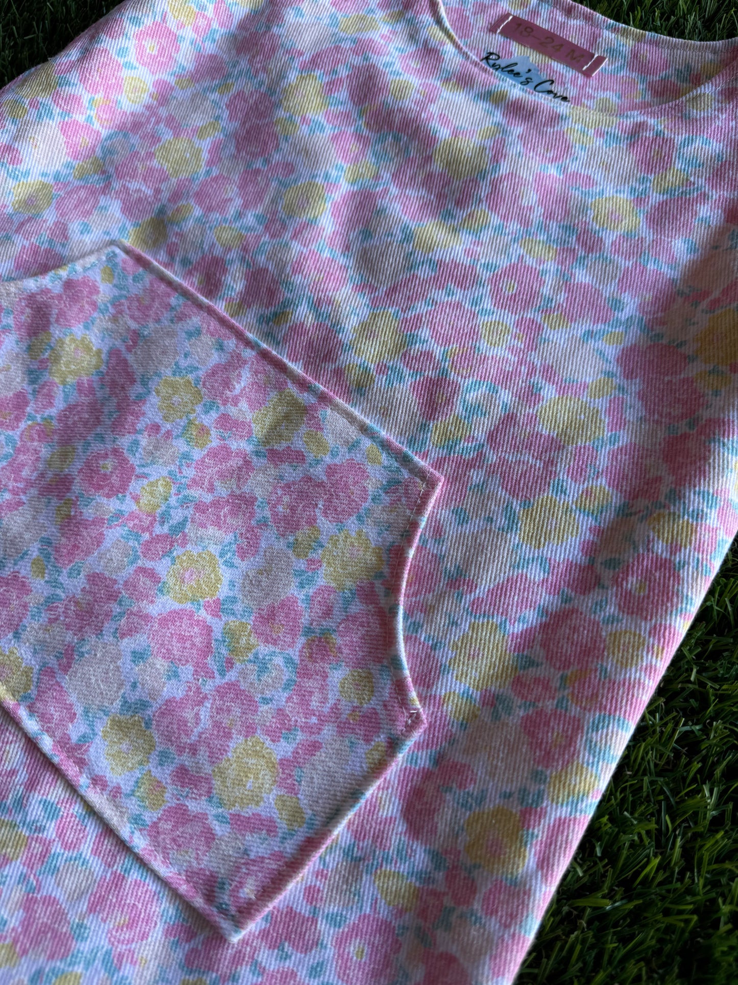 Floral Denim Pinafore Dress