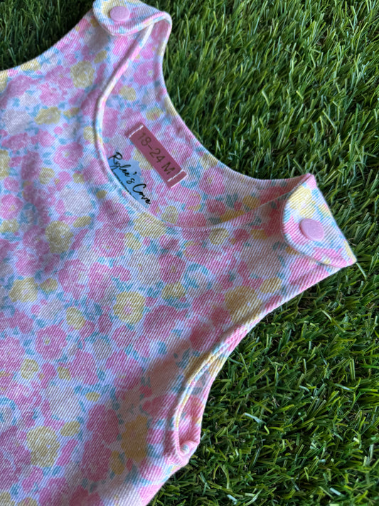 Floral Denim Pinafore Dress