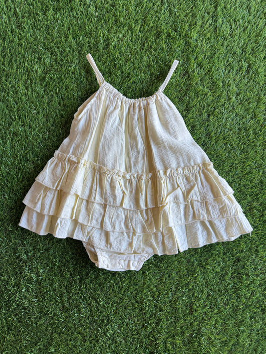 Cream Layered Ruffle Romper