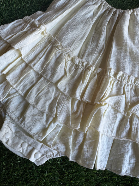 Cream Layered Ruffle Romper