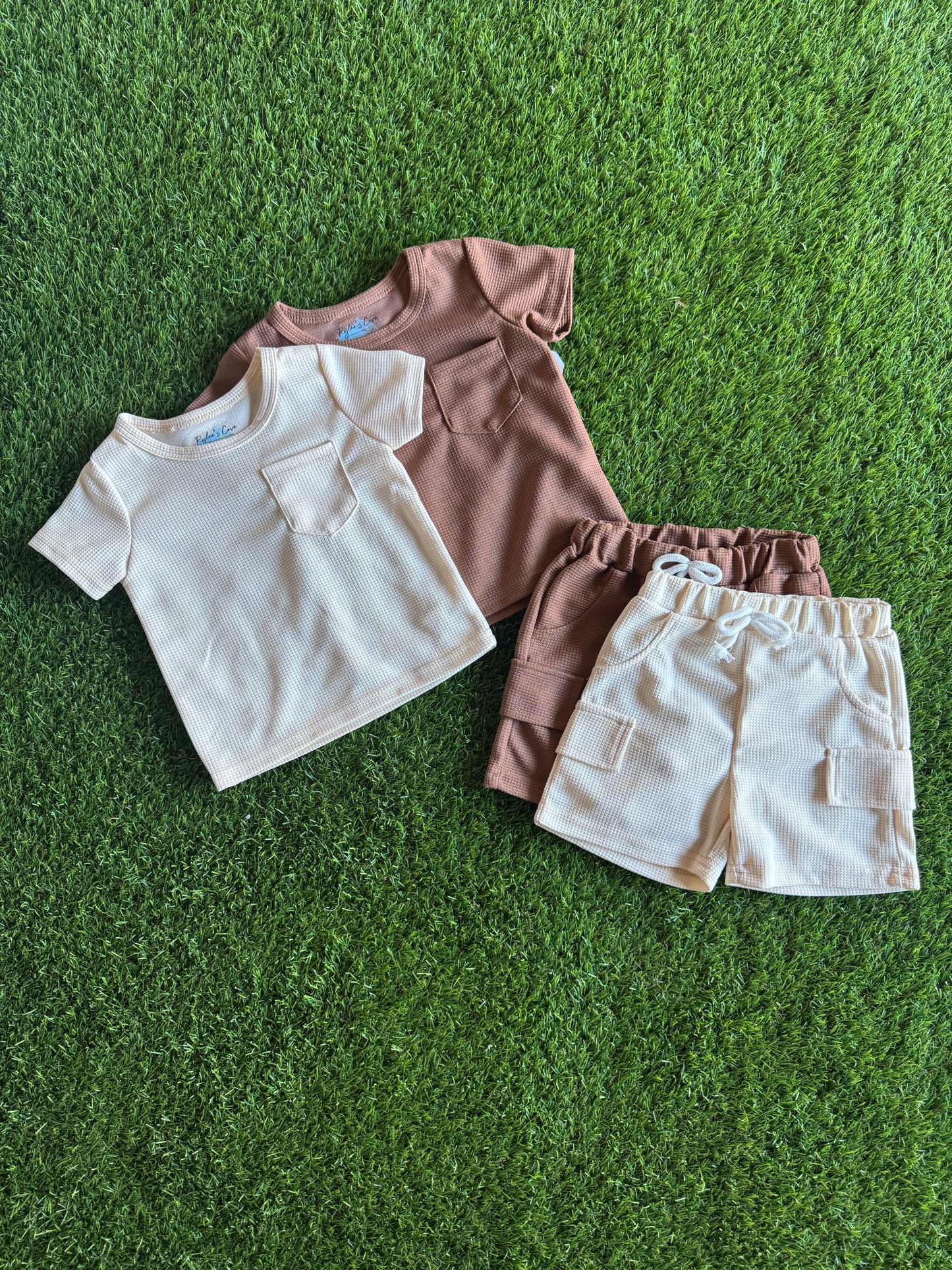 Boys Waffle Pocket T and Shorts