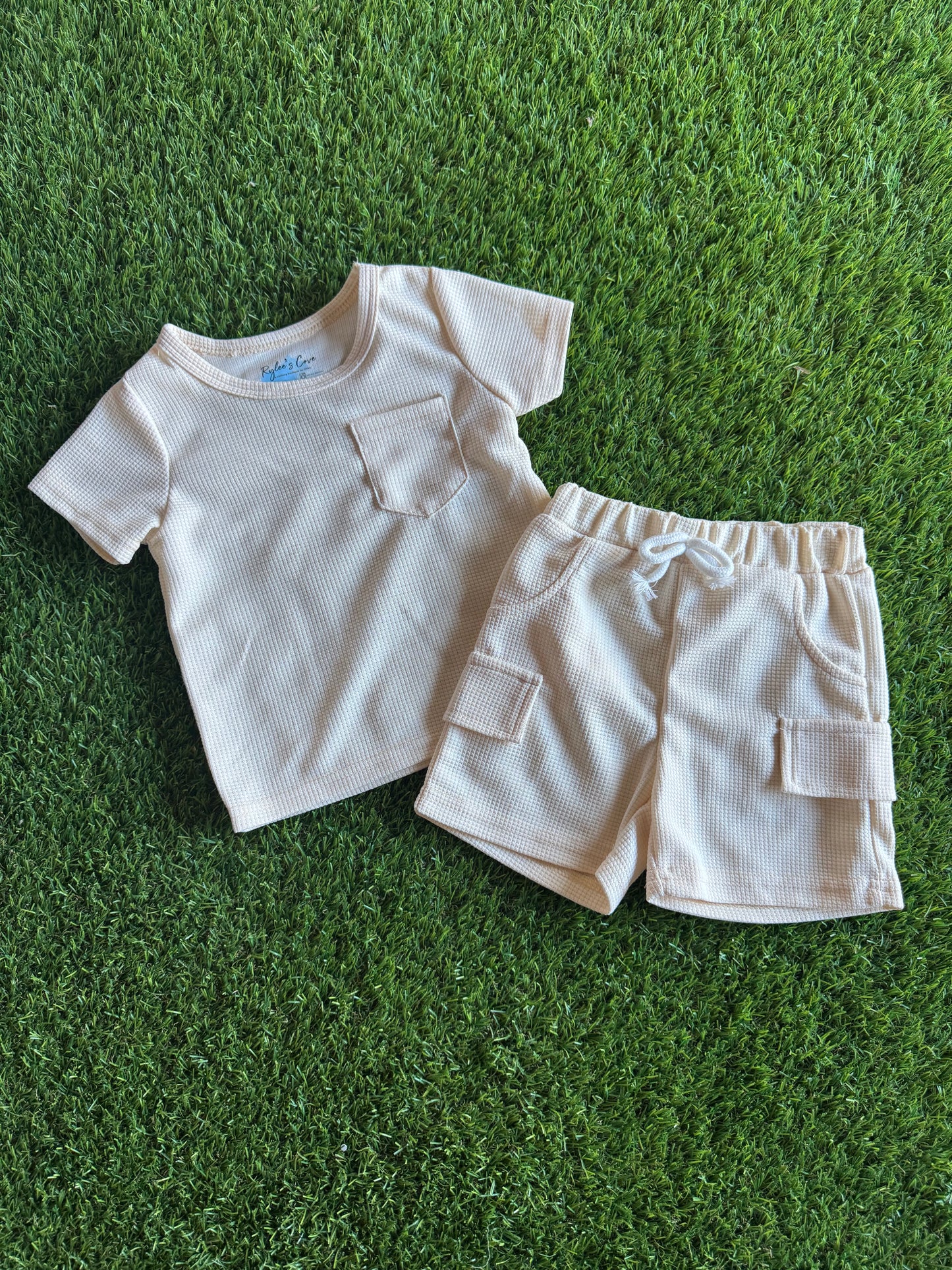 Boys Waffle Pocket T and Shorts